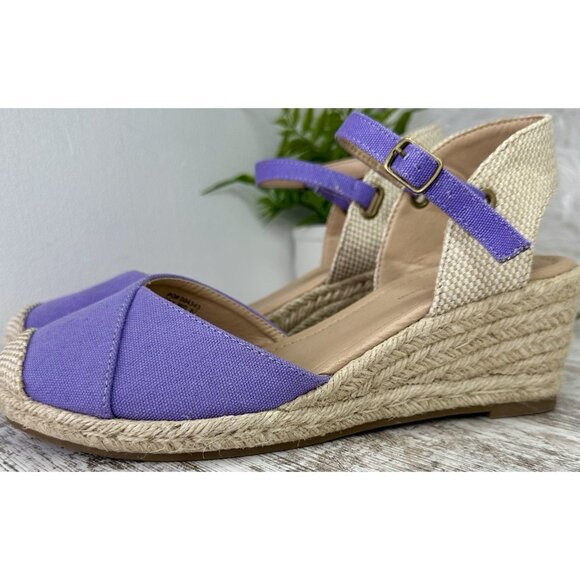 Journee Collection Ashlyn Wedge Sandal Women’s 8.5 WIDE Purple Runs 1/2 Size Lg - Picture 4 of 12